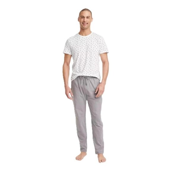 Goodfellow White Shapes Print SS Tee & Gray Pants 2 Pc Pajama Set -- Size Medium - Picture 1 of 7